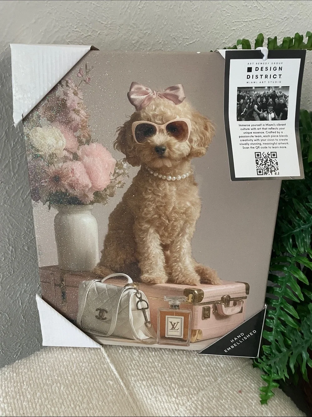 District Pink and Cream Poodle Pet Canvas